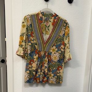 Anthropologie Floral V-Neck Women's Top